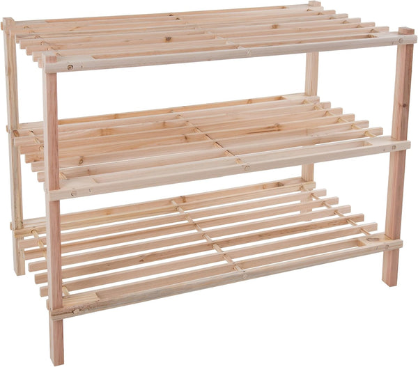 Shoe Storage Rack - 3-Tier Wood Shoe Organizer for Closet, Bathroom, Entryway