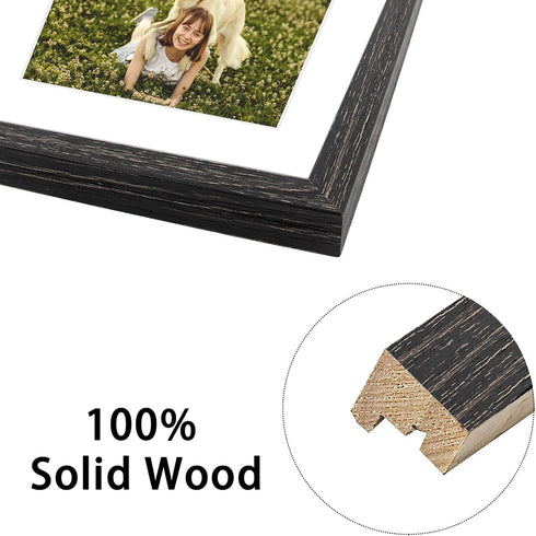 Golden State Art 8x10 Distressed Black Collage Picture Frame, White Mat for (2) 4x6 Pictures