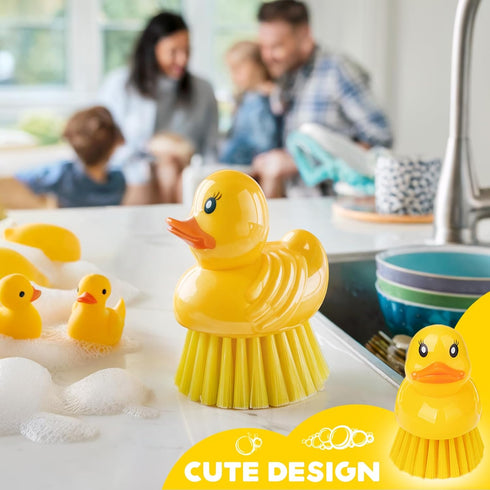GTOTd Brush2 PackErgonomic Cute Ducky Washing Dish Palm Scrubber with Handle for Potato Vegetable Fruit Kitchen Gadgets