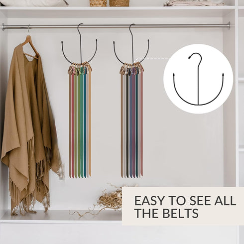 2 Pack Closet Closet ZEDODIER Belt Hangers, Belt Rack Black Accessories Organizers, Organizer Hook Rack for Belt, Ties