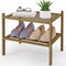 Smiry Small Bamboo Shoe Rack 2-Tier, Stackable Wooden Shoe Organizer for Entryway