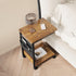 2-Tier YeTom Side Table,C Table with Storage Shelf, End Table with a Storage Bag, Sofa Table with Wheels for Living