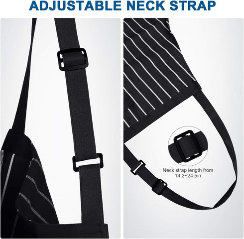 Syntus 2 Pack Adjustable Bib Apron, Waterdrop Resistant Cooking Kitchen Aprons for Men and Women
