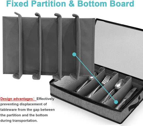 Silverware Organizer Chest, Stackable Flatware Storage Box, Spoon Organizer, Tableware Storage Box with 4 Dividers for