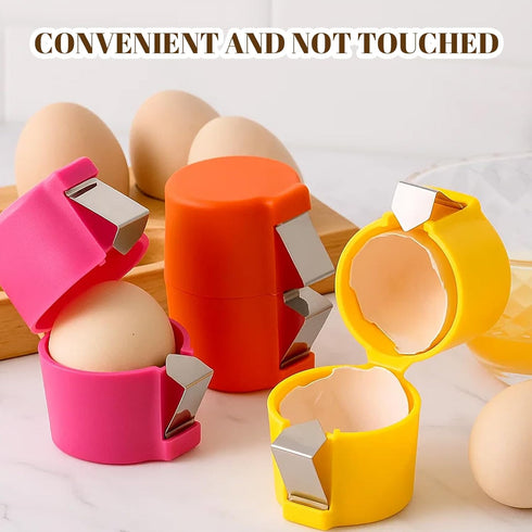 MIRJXB 6PCS 3 Egg Cracker, Egg Shell Opener for Raw Eggs, Efficient Stainless Steel Egg Opener for Home Cooks