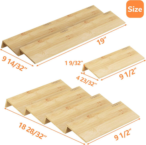 Mat,4 9.5'',Seasoning Kitchen,Cabinet,Drawers,Countertop AMBIRD Bamboo Spice Drawer Organizer with Non-slip Tier Jar