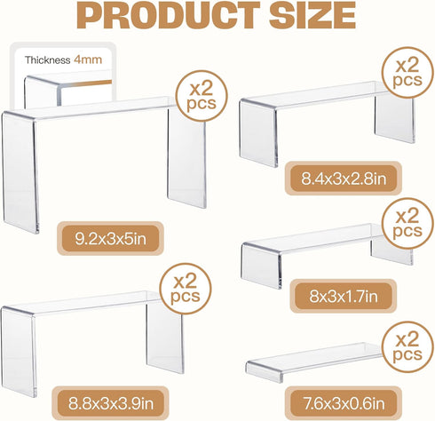 Goabroa Acrylic Display Risers, 2 Sets 10 Pcs Clear Dessert Table Display Set for Figures, Cupcake, Perfume