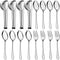 Pleafind 16 PCS Stainless Steel Serving Utensils Set, Includes Serving Spoons, Slotted Spoons, Forks, and Tongs