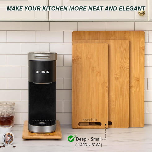 Bamboo Appliance Slider, Coffee Maker Rolling Tray for Kitchen Countertop, Small Size with Rubber Wheels