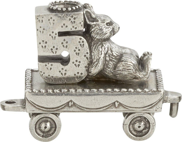 DANFORTH Birthday Train Candleholder (5 - Bunny), Handcasted Pewter, Made in USA