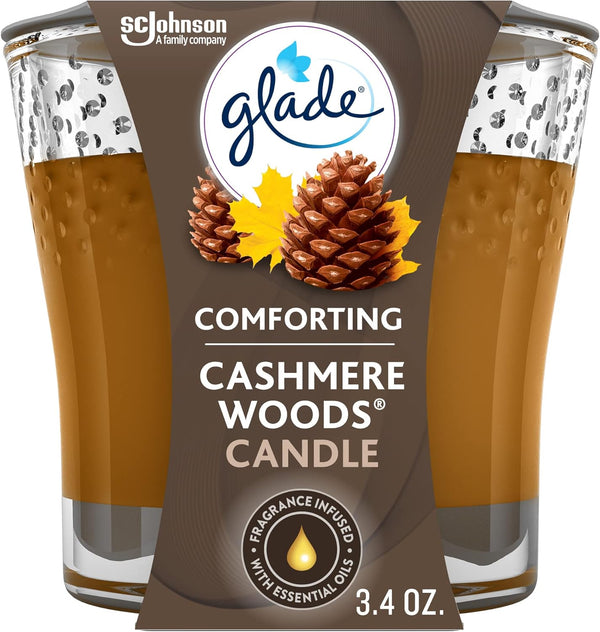 Glade Candle Jar Air Freshener, Cashmere Woods, 3.4 Oz