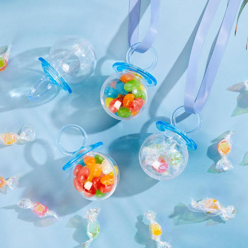 24 3.15 Inch Nuenen Pcs Mini Baby Shower Bottle Fillable Blue Plastic Candy Bottles Bulk Candy Container for Baby