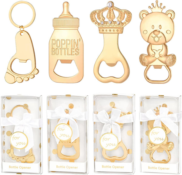 wxfdac 24 Pcs Baby Bottle Opener, Popping Bear Footprint Keychain Bottle Openers with