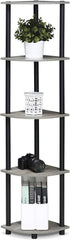 Furinno Turn-N-Tube 5 Tier Corner Display Rack, Multipurpose Shelving Unit, 1-Pack, French Oak Grey/Black