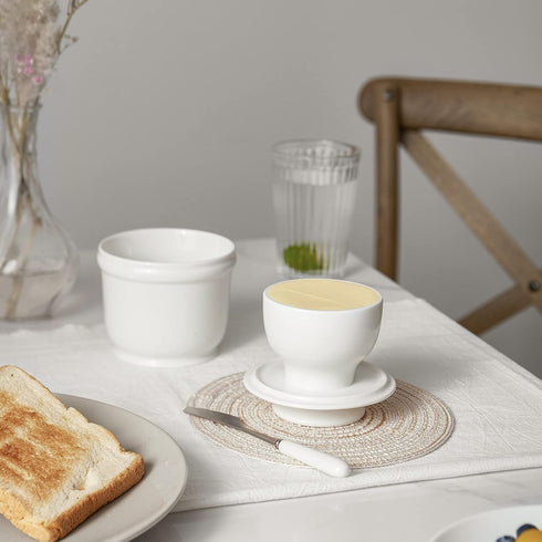 DOWAN Porcelain Butter Crock, French Butter Dish for Fresh Spreadable Butter, Butter Keeper with Water Line, No More