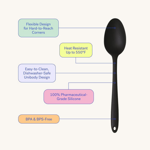 GIR: Get It Right Premium Perforated Spoon - Non-Stick Heat Resistant Silicone Straining Spoon - Perfect for Removing, Filtering, Skimming, Cooking, Frying, Strainer - 13 IN, Navy, (GIRSNH381NVY) by GIR