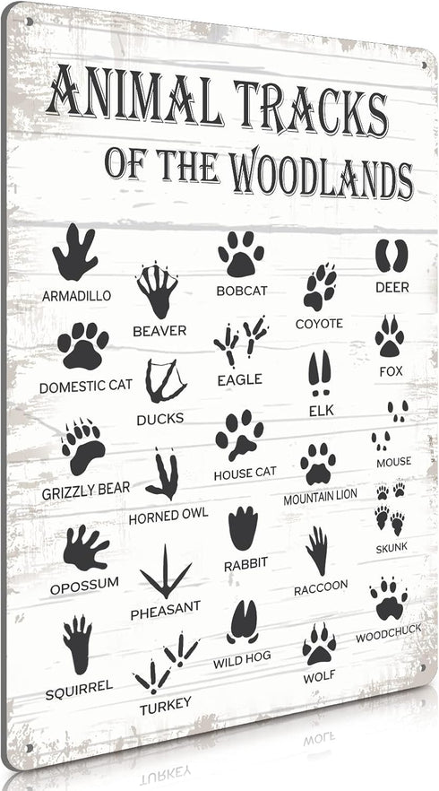 Woodland Nursery Decor Animal Track Field Guide Sign Nature Forest Log Cabin