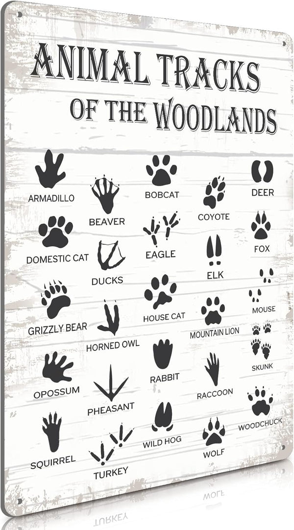 Woodland Nursery Decor Animal Track Field Guide Sign Nature Forest Log Cabin