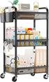 YASONIC 3 Tier Rolling Cart Metal Utility Storage Carts with Wheels, Craft
