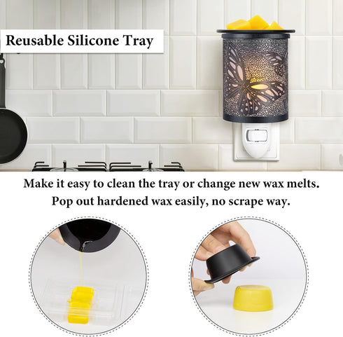 EQUSUPRO Metal Wax Melts Warmer Plug in Wall Pluggable Fragrance Wax Warmer with Removable Dish, Night Light for Home
