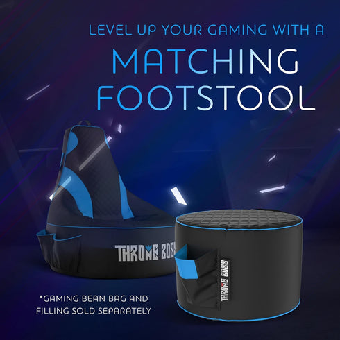 Throne Boss Gaming Footstool - Cover ONLY No Filling - Matching Bean Bag Chair Pouf/Ottoman - Round Gamer Foot Stool