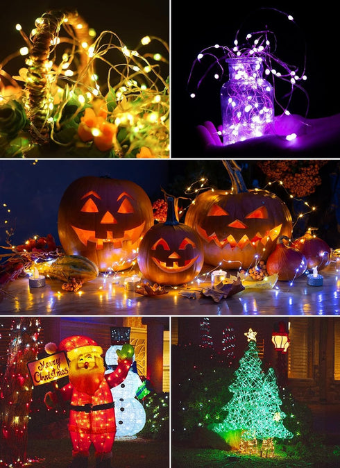 Minetom Color Changing Fairy String Lights, 33 ft 100 LED USB Silver Wire Lights with Remote and Timer, 16 Colors
