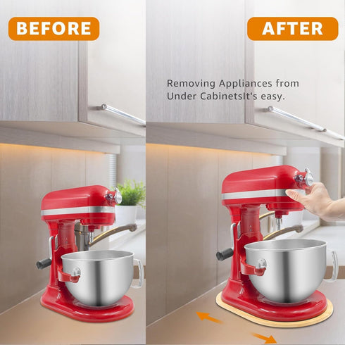 Bamboo Mixer Slider for Kitchen Aid 5-8 Qt Bowl Lift Stand Mixer, Countertop Storage Tray for Moving