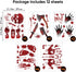 Tuzuaol 119 PCS Bloody Halloween Decorations, Handprint Footprints Knife Stickers for Zombie Party Supplies