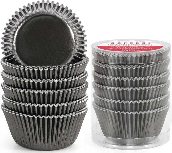 Caperci Black Foil Cupcake Muffin Liners, Standard Size Baking Cups, 150-Pack, Premium Greaseproof & Sturdy