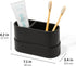 Countertop, 2 Matte Black Large Toothbrush and Toothpaste Holder and Cup for Bathroom Vanity and Compartment Organizer