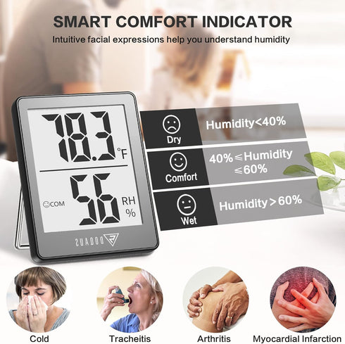 5s DOQAUS Digital Hygrometer Indoor Thermometer Room Thermometer with Fast Refresh Temperature Humidity Monitor for Bed