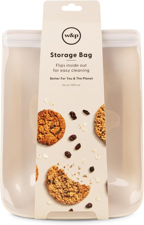 W&P Porter Silicone Reusable Storage Bag: Sandwich (46oz Flat), Oat, Microwave and Dishwasher Safe Food Storage