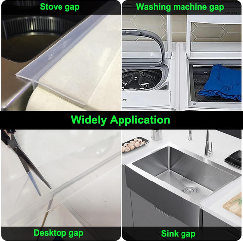 Silicone Stove Counter Gap Cover - Transparent 25" Long Kitchen Counter Gap Filler, Set of 2