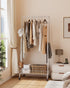 Clothes Rack, Multi-Functional Rolling Garment Rack with Metal Storage Basket and Side Flexing Bar (White)