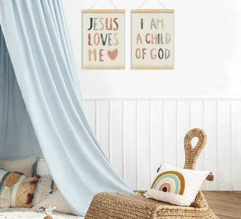 foedor 12X16 Set 2 Christian Jesus Nursery Wall Art Decor, Christian Jesus Kids Wall Art Decor, Boho God Decorations