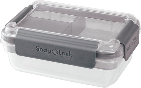 SnapLock by Progressive Bento-To-Go Container, Gray, SNL-1021GY, Easy-To-Open, Leak-Proof Silicone Seal, Stackable