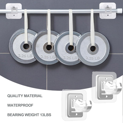 10PCS No Drilling Curtain Rods, Self Adhesive Bracket Holders, Adjustable Curtain Rod Hooks for Bathroom Kitchen