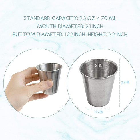 Framendino 6 Pack Metal Shot Glasses, Stainless Steel Coffee Vessel, Drinking Tumbler for Water, Whisky, Vodka (2