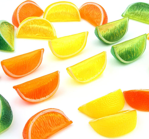 CCINEE 24PCS Artificial Lemon Blocks,Realistic Fake Lemon Lime Wedge Block Fruit Decor