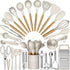Umite Chef Silicone Kitchen Utensil Set, 34PCS Heat Resistant Gadgets with Grater, Wood Handles