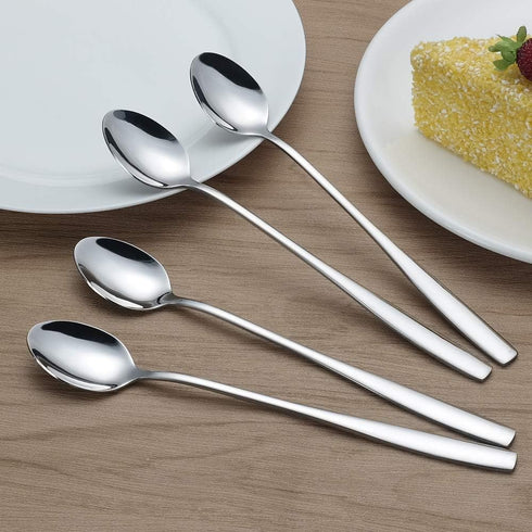 Set of 16 Long Handle Iced Tea Spoons, Stainless Steel Ice Cream Spoon