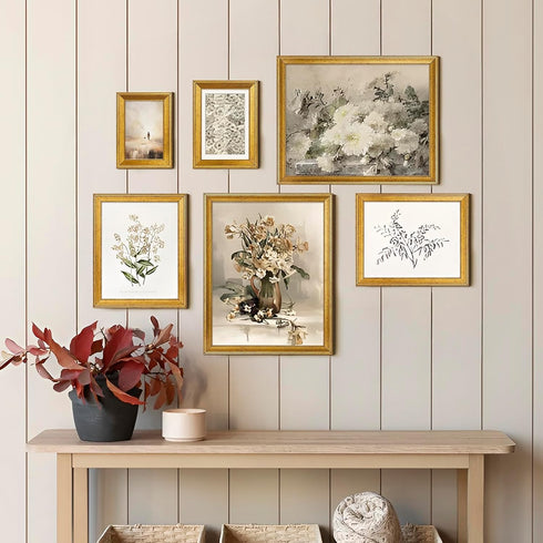 TWING 8x10 Picture Frame, Display 5x7 Pictures with Mat or 8x10 Without Mat, Rustic Gold, 1 Pack