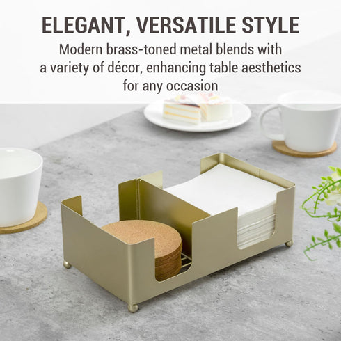 Countertop 5'' MyGift Disposable Napkin and Drink Coaster Holder, Modern Brass Tone Metal Bar or Coffee Table Guest
