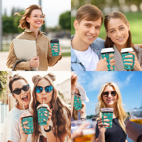 FengQuGou 30-32 oz Animal Dogs Reusable Iced Coffee Cup Sleeve With Handle Neoprene Ice Insulator Coffee Cup Sleeve