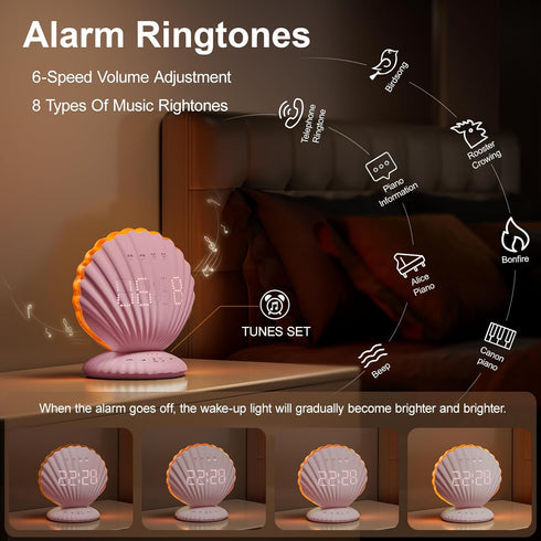 Loud Alarm Clock for Heavy Sleepers - Portable Bluetooth Speaker with White Noise Machine, RGB Night Light with Music