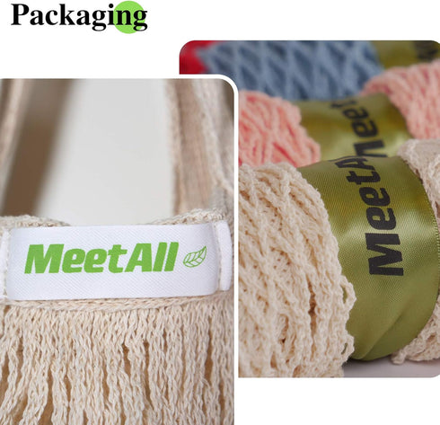 meetall (5 Pack, 2 Mesh Grocery Bags, Reusable Tote Bags with Sturdy Handle, Washable, Eco Friendly, Cotton String Net