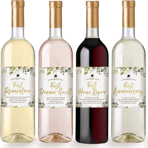 Printed Party New Home Milestones Wine Bottle Labels, Housewarming Gift Idea