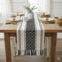 14 72 Inches, Boho Table Runner with Tassel x Black & Cream Cotton Woven Washable Dresser Scarf Top Cover for Furniture