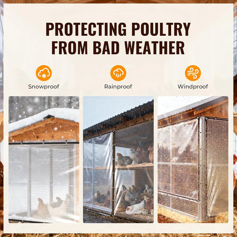 9.8x13Ft Chicken Coop Cover for Winter - Waterproof Chicken Coop Tarp with Elastic Cords & Rope, Durable Covers