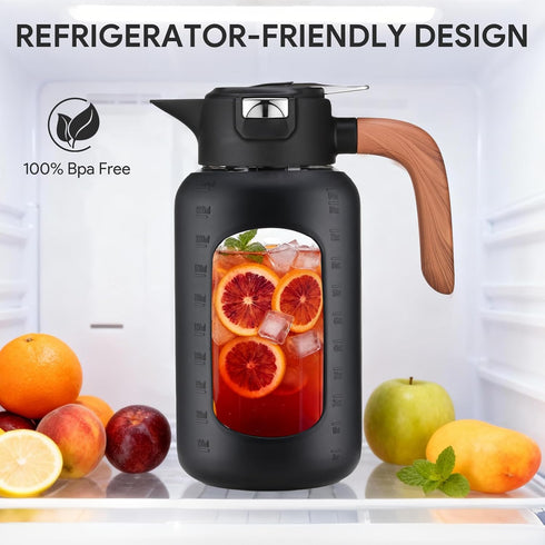 84 oz/2.5 Liter Glass Pitcher with Lid and Handle, Glass Carafe/Jug for Hot/Cold Water, Large Iced Tea Pitcher